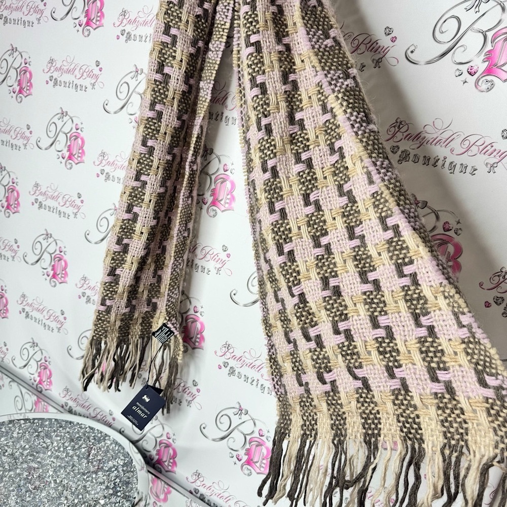 Scarf Italy 🇮🇹 alpaca 🦙 & wool Manifattura almar Elegant Brown Patterned Scarf